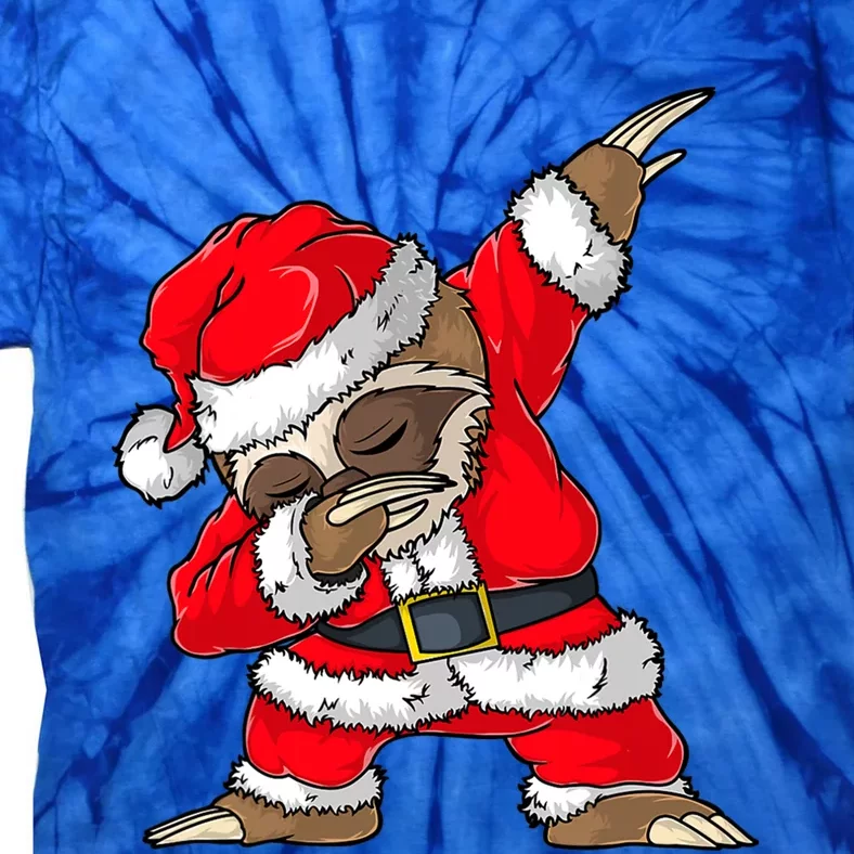 Dabbing Santa Sloth Merry Slothmas Christmas Pajama Funny Gift Tie-Dye T-Shirt