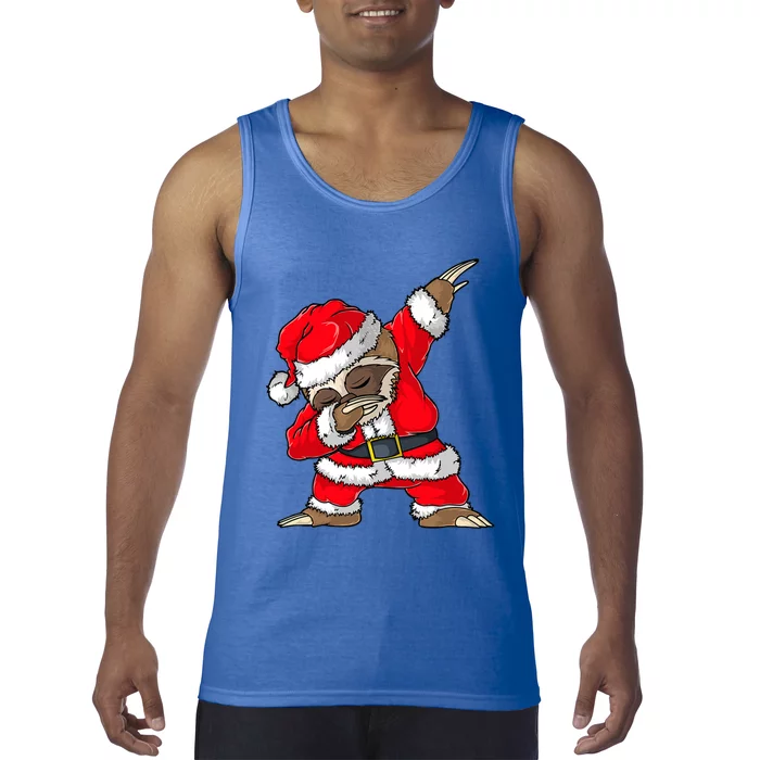 Dabbing Santa Sloth Merry Slothmas Christmas Pajama Funny Gift Tank Top