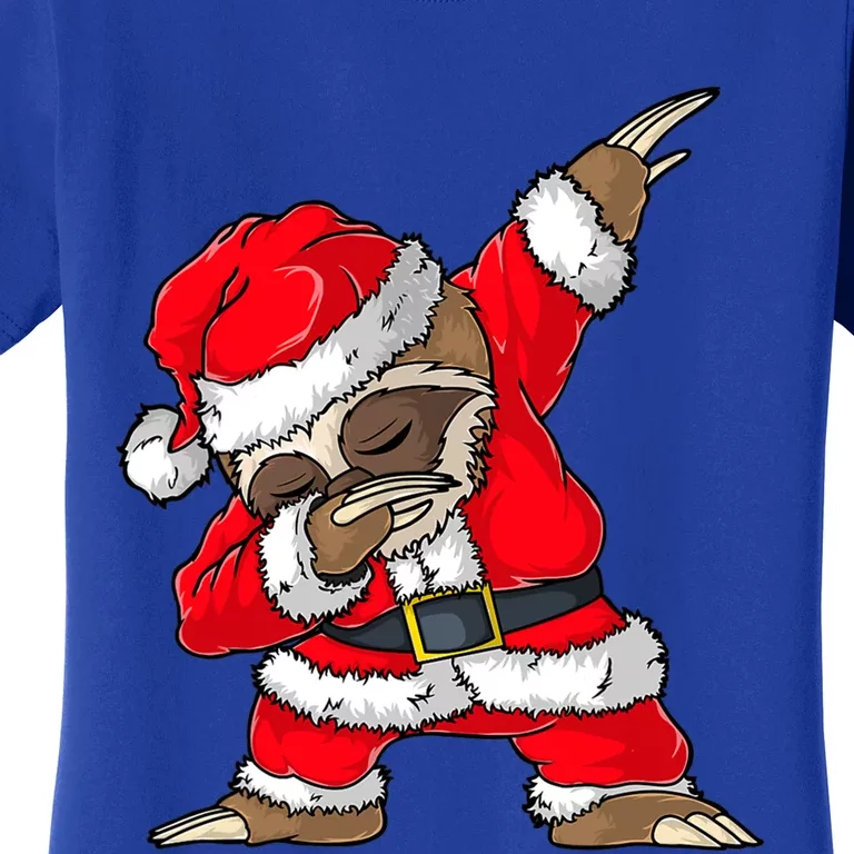 Dabbing Santa Sloth Merry Slothmas Christmas Pajama Funny Gift Women's T-Shirt