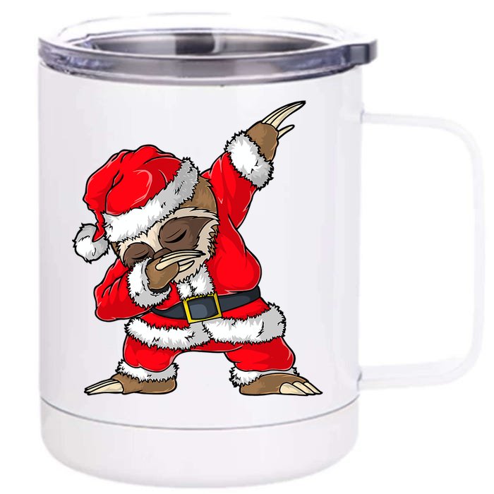 Dabbing Santa Sloth Merry Slothmas Christmas Pajama Funny Gift Front & Back 12oz Stainless Steel Tumbler Cup