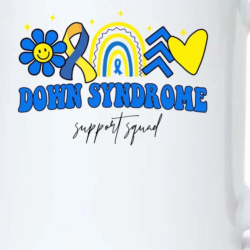 Down Syndrome Support Squad Rainbow Floral Heart Black Color Changing Mug