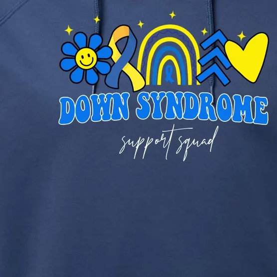 Down Syndrome Support Squad Rainbow Floral Heart Performance Fleece Hoodie