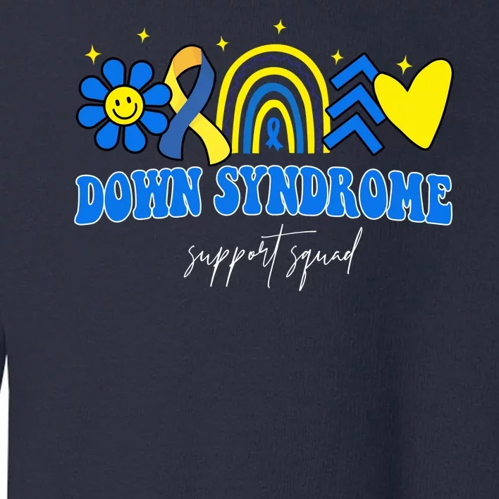 Down Syndrome Support Squad Rainbow Floral Heart Toddler Sweatshirt