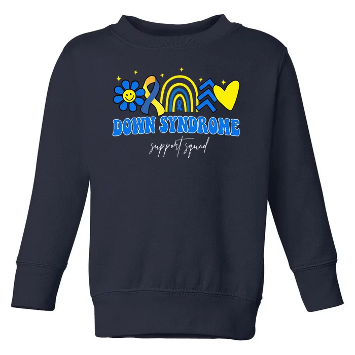 Down Syndrome Support Squad Rainbow Floral Heart Toddler Sweatshirt