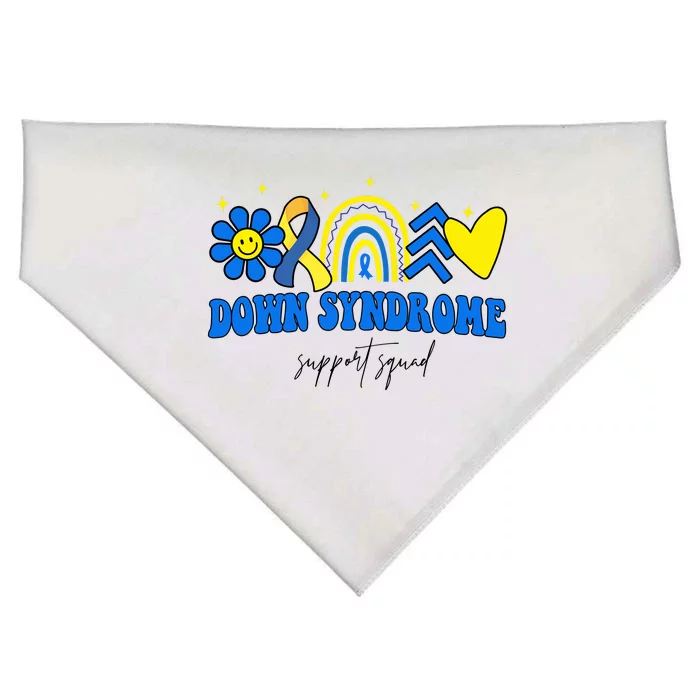 Down Syndrome Support Squad Rainbow Floral Heart USA-Made Doggie Bandana