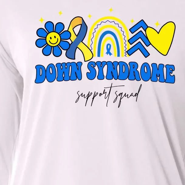 Down Syndrome Support Squad Rainbow Floral Heart Cooling Performance Long Sleeve Crew