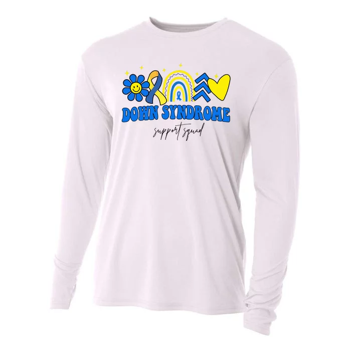 Down Syndrome Support Squad Rainbow Floral Heart Cooling Performance Long Sleeve Crew