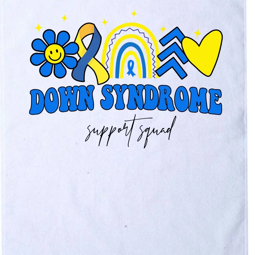 Down Syndrome Support Squad Rainbow Floral Heart Platinum Collection Golf Towel