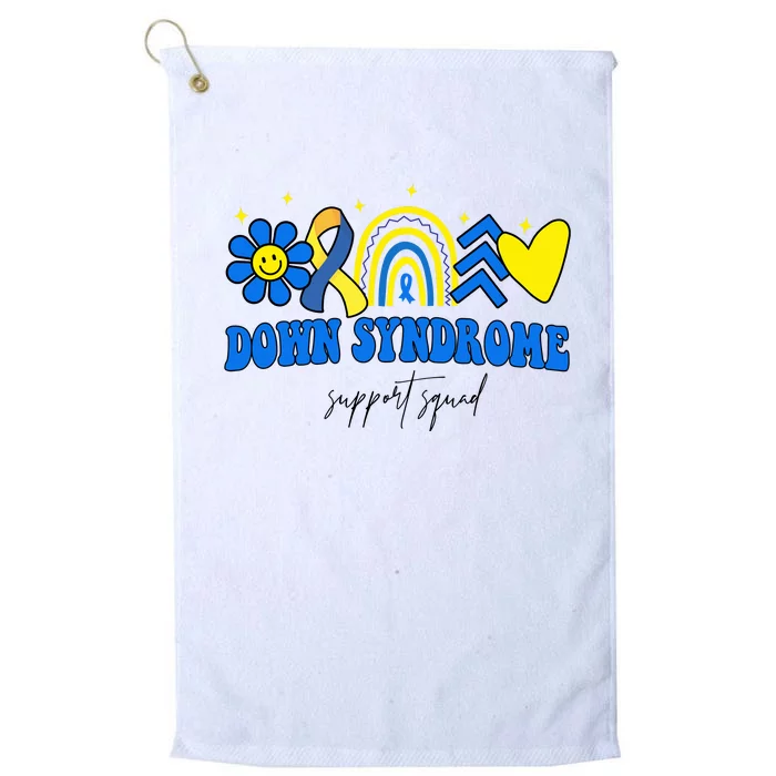 Down Syndrome Support Squad Rainbow Floral Heart Platinum Collection Golf Towel