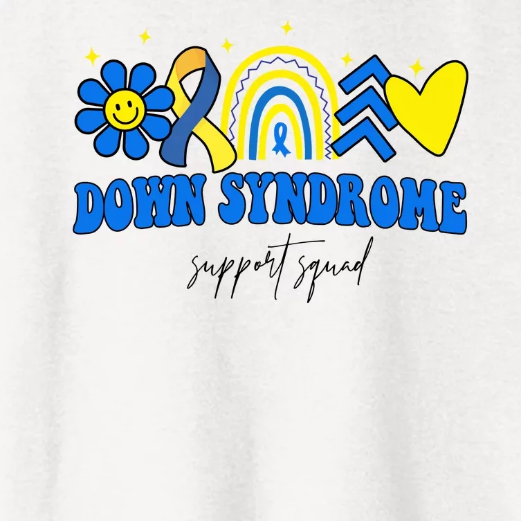 Down Syndrome Support Squad Rainbow Floral Heart Women's Crop Top Tee