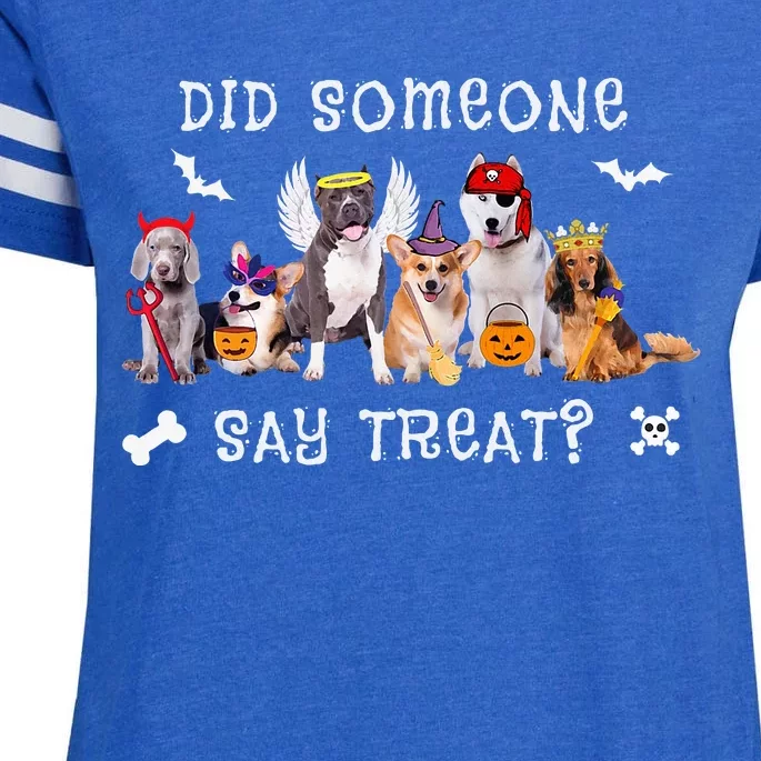 Did Someone Say Treat Funny Dog Halloween Enza Ladies Jersey Football T-Shirt