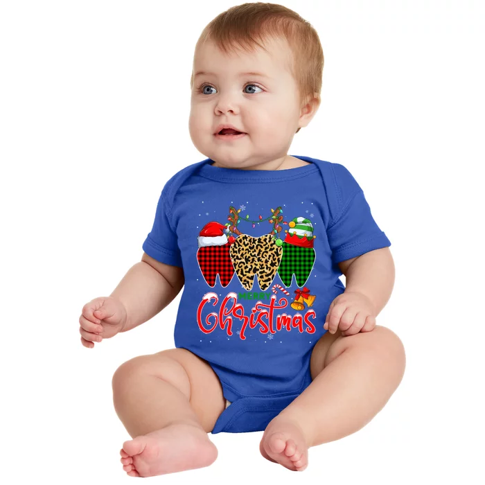 Dental Squad Santa Reindeer Christmas Tree Teeth Xmas Cool Gift Baby Bodysuit