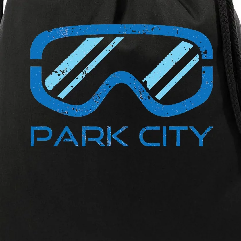 Distressed Ski & Snowboard Goggle Park City Utah Drawstring Bag