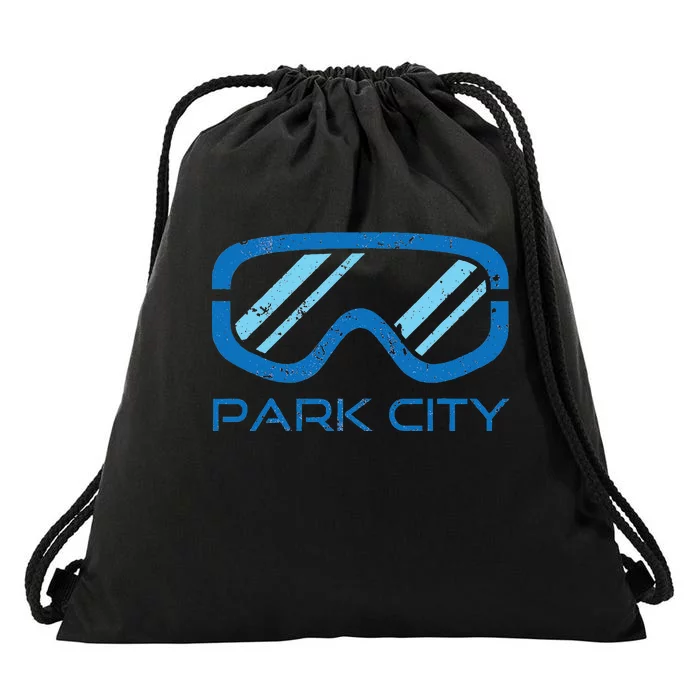 Distressed Ski & Snowboard Goggle Park City Utah Drawstring Bag