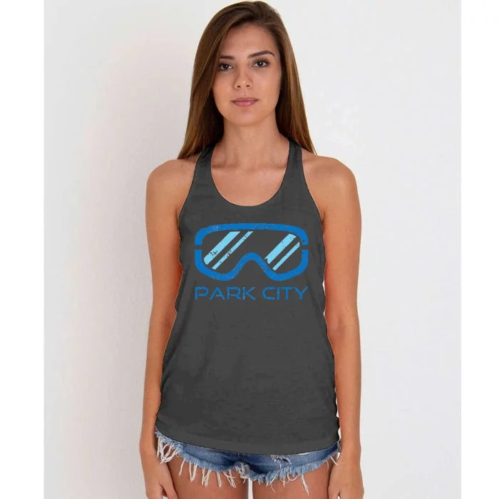 Distressed Ski & Snowboard Goggle Park City Utah Women's Knotted Racerback Tank