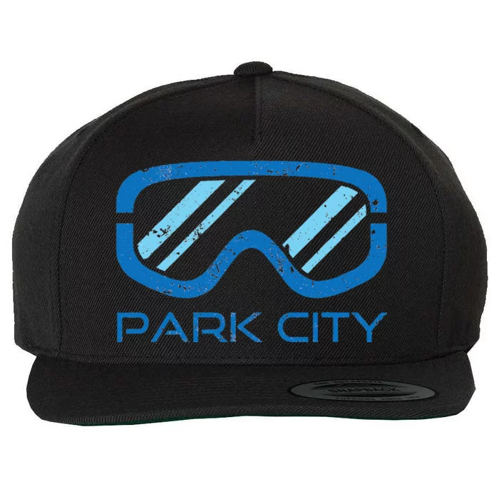 Distressed Ski & Snowboard Goggle Park City Utah Wool Snapback Cap