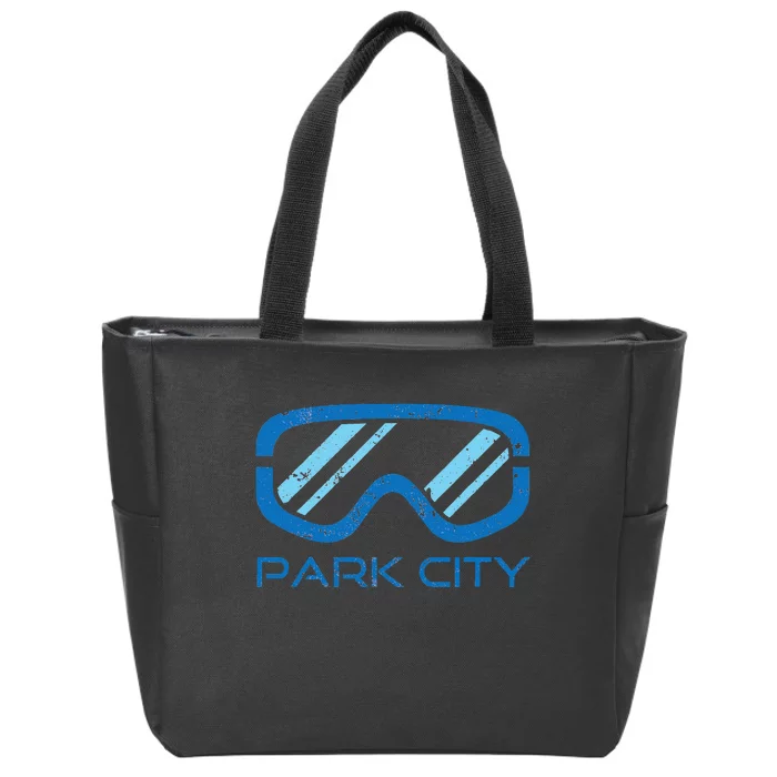 Distressed Ski & Snowboard Goggle Park City Utah Zip Tote Bag