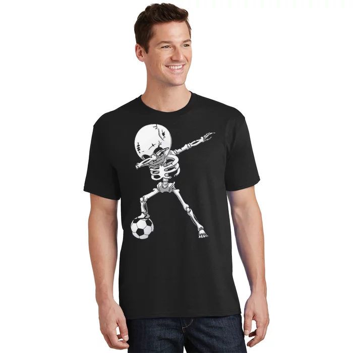 Dabbing Skeleton Soccer Funny Halloween T-Shirt