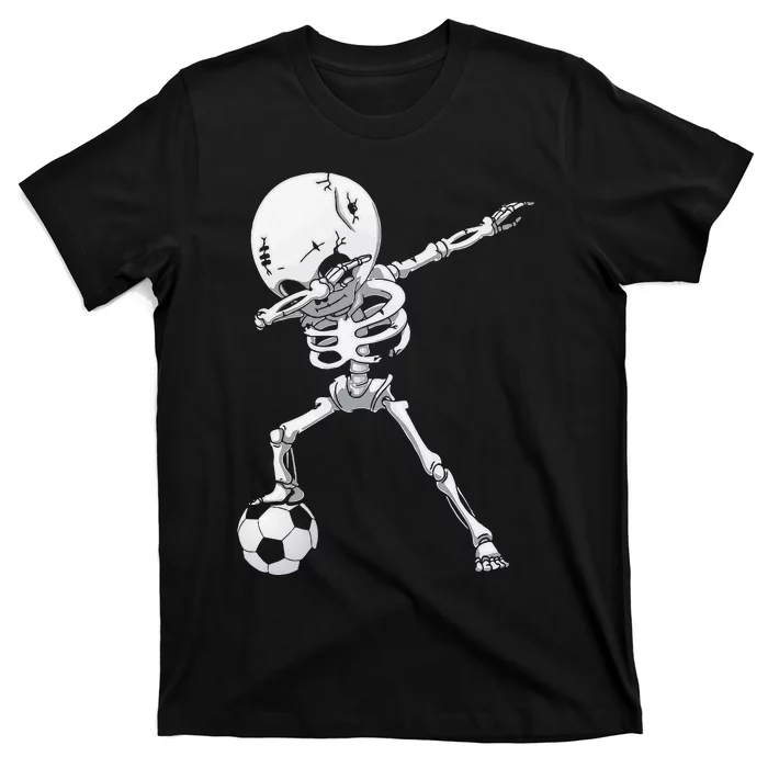 Dabbing Skeleton Soccer Funny Halloween T-Shirt