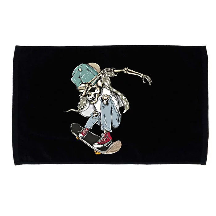 Dabbing Skeleton Skating Skateboard Skate Skateboarder Funny Gift Microfiber Hand Towel