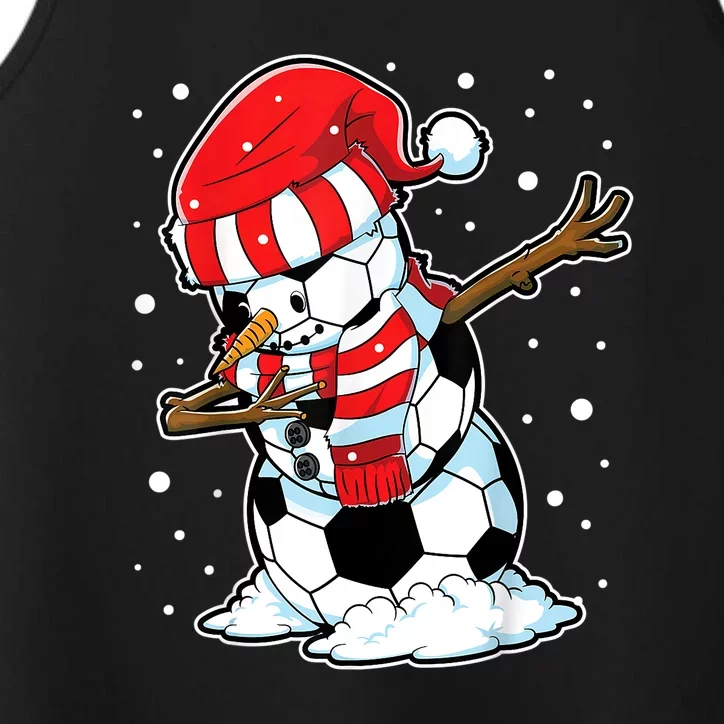 Dabbing Snowman Soccer Ball Christmas Santa Boys Dab Sport Team Performance Tank