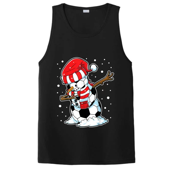 Dabbing Snowman Soccer Ball Christmas Santa Boys Dab Sport Team Performance Tank