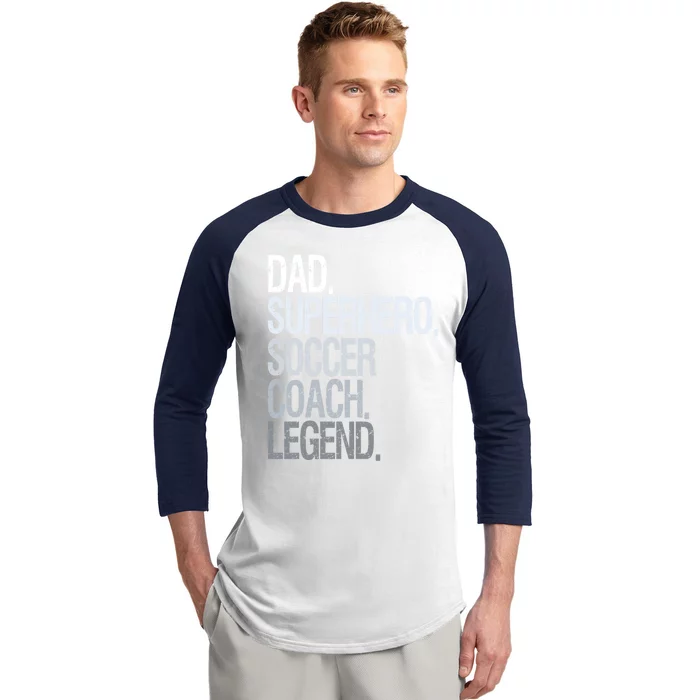 Dad Superhero Soccer Coach Legend Baseball Sleeve Shirt