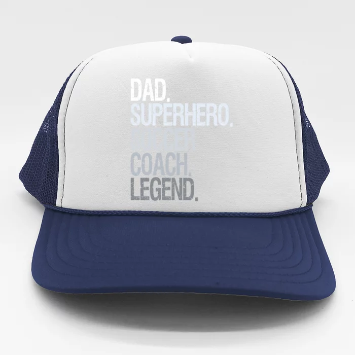 Dad Superhero Soccer Coach Legend Trucker Hat