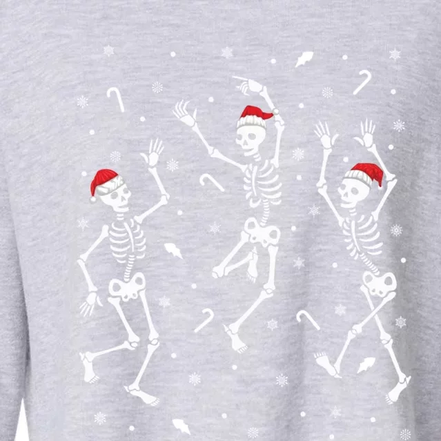 Dancing Skeleton Santa Hat Xmas Funny Funny Gift Spooky Christmas Cool Gift Cropped Pullover Crew