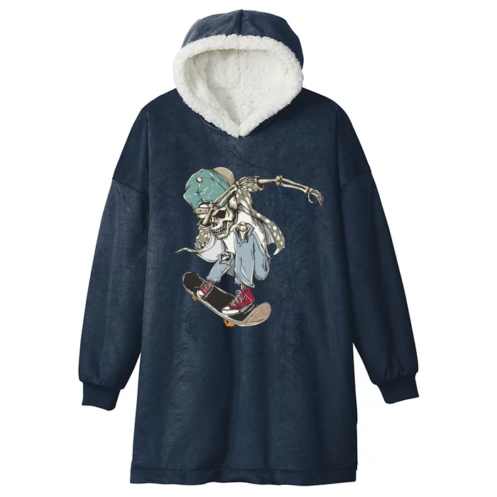 Dabbing Skeleton Skating Skateboard Skate Skateboarder Gift Hooded Wearable Blanket