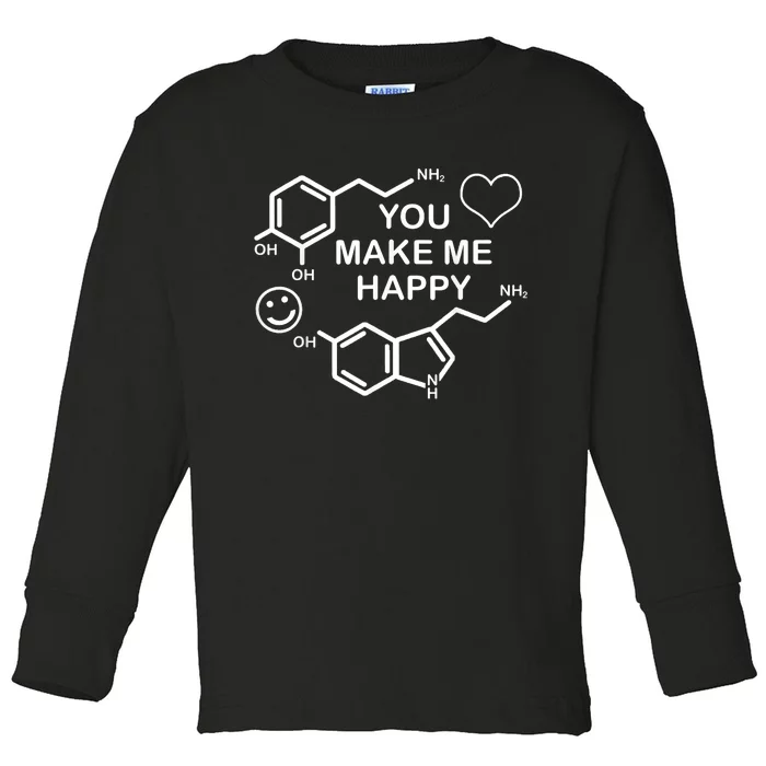 Dopamine Smile Serotonin Heart You Make Me Happy Toddler Long Sleeve Shirt