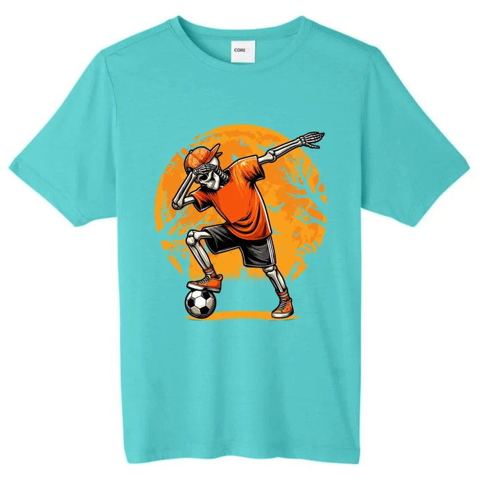 Dabbing Soccer Skeleton Funny Football Soccer Halloween Gift ChromaSoft Performance T-Shirt