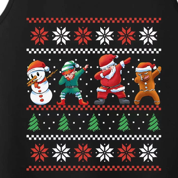 Dabbing Santa Snowman Elf Gingerbread Man Ugly Christmas Performance Tank