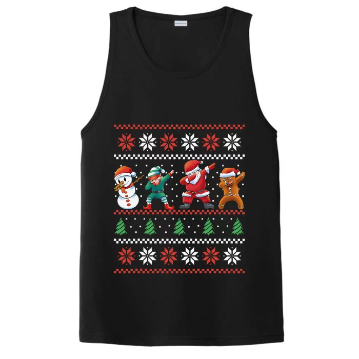 Dabbing Santa Snowman Elf Gingerbread Man Ugly Christmas Performance Tank