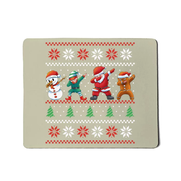 Dabbing Santa Snowman Elf Gingerbread Man Ugly Christmas Mousepad