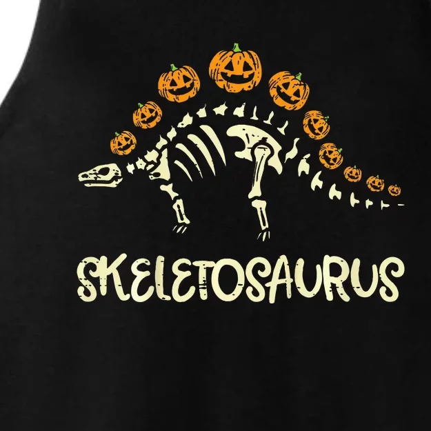 Dinosaur Skeleton Stegosaurus Halloween Ladies Tri-Blend Wicking Tank