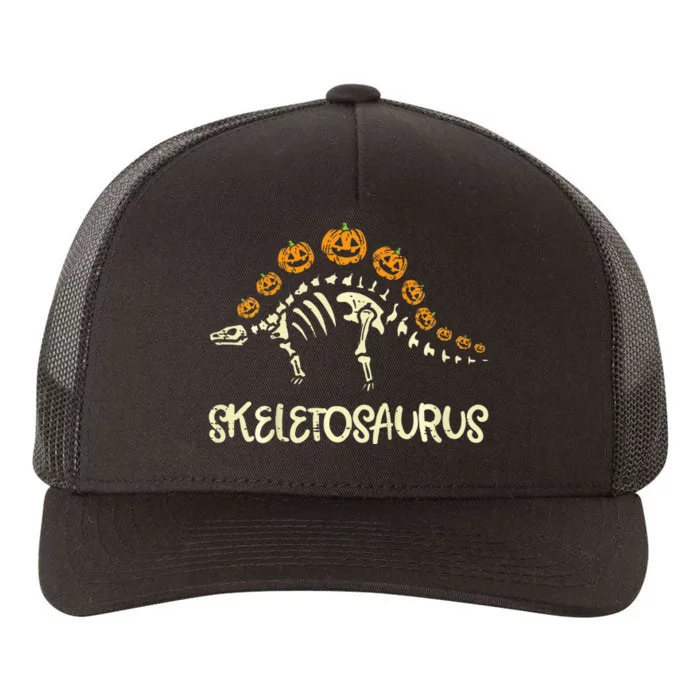 Dinosaur Skeleton Stegosaurus Halloween Yupoong Adult 5-Panel Trucker Hat