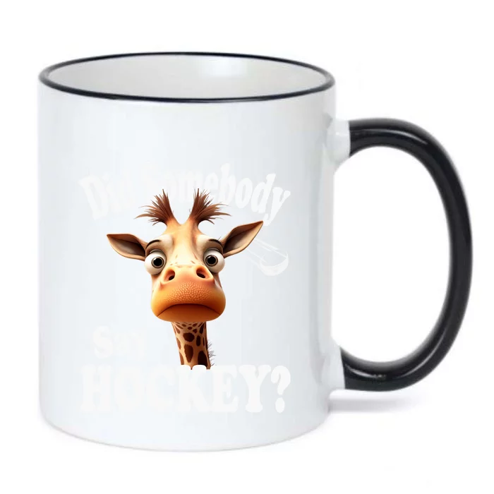 Did Somebody Say Hockey Dad Funny Giraffe Loves Hockey Gift Black Color Changing Mug