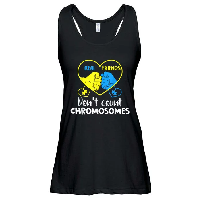 Down Syndrome Shirt Real Friends Don't Count Chromosomes Ladies Essential Flowy Tank