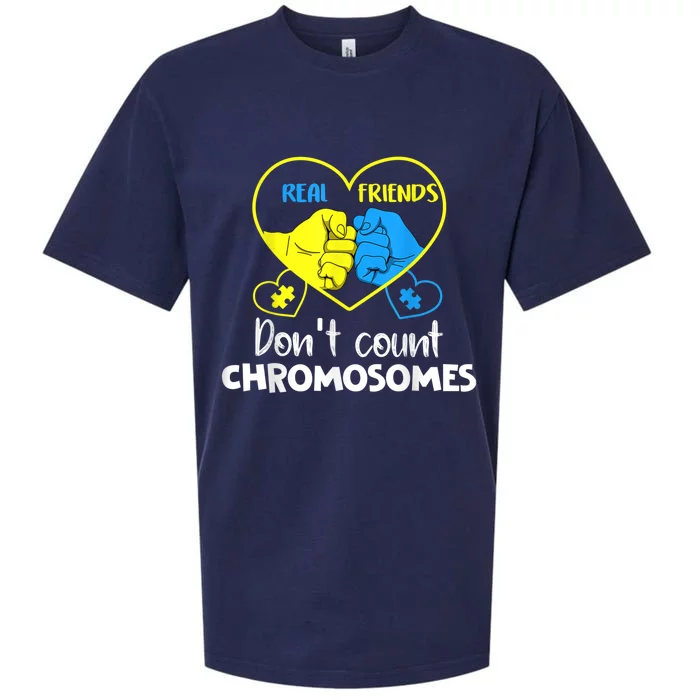 Down Syndrome Shirt Real Friends Don't Count Chromosomes Sueded Cloud Jersey T-Shirt