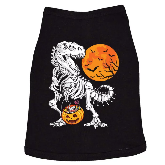 Dinosaur Skeleton T Rex Scary Pumpkin Moon Candy Halloween Doggie Tank