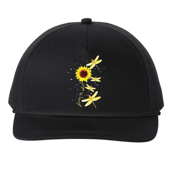 Dragonfly Sunflower Teacher Growth Mindset Choose To Shine Snapback Five-Panel Rope Hat