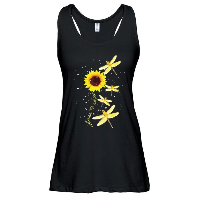 Dragonfly Sunflower Teacher Growth Mindset Choose To Shine Ladies Essential Flowy Tank