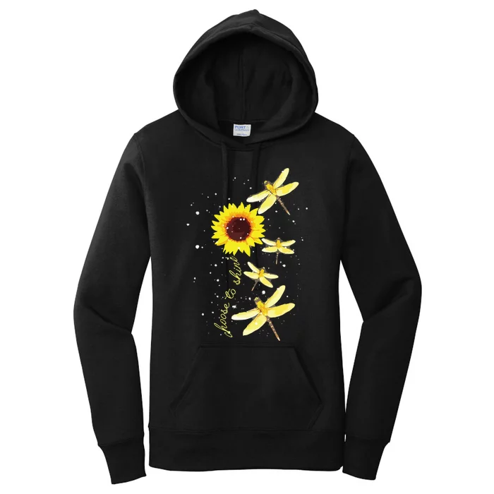 Dragonfly Sunflower Teacher Growth Mindset Choose To Shine Women's Pullover Hoodie