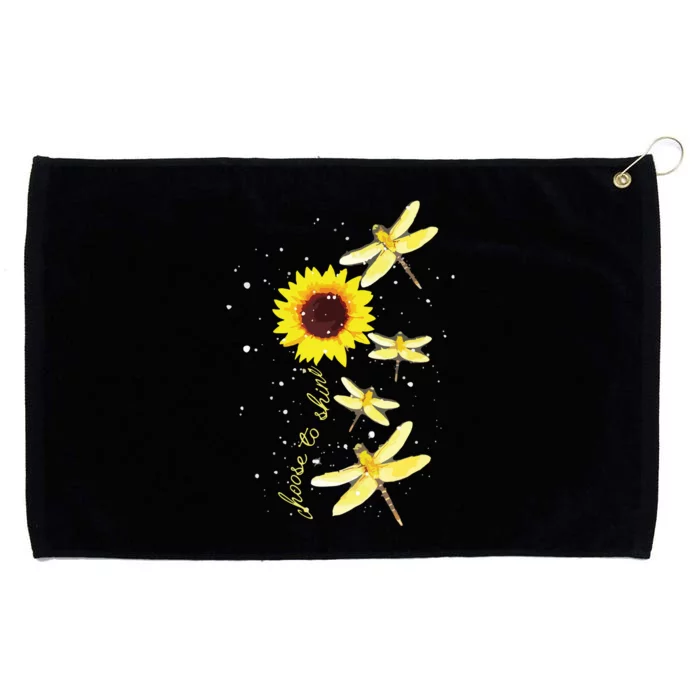 Dragonfly Sunflower Teacher Growth Mindset Choose To Shine Grommeted Golf Towel