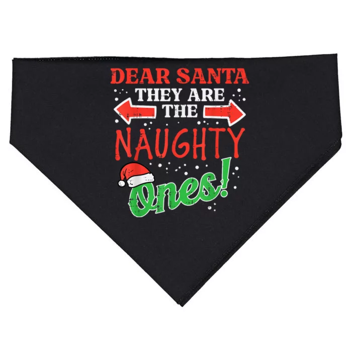 Dear Santa They Naughty Ones Christmas Xmas USA-Made Doggie Bandana