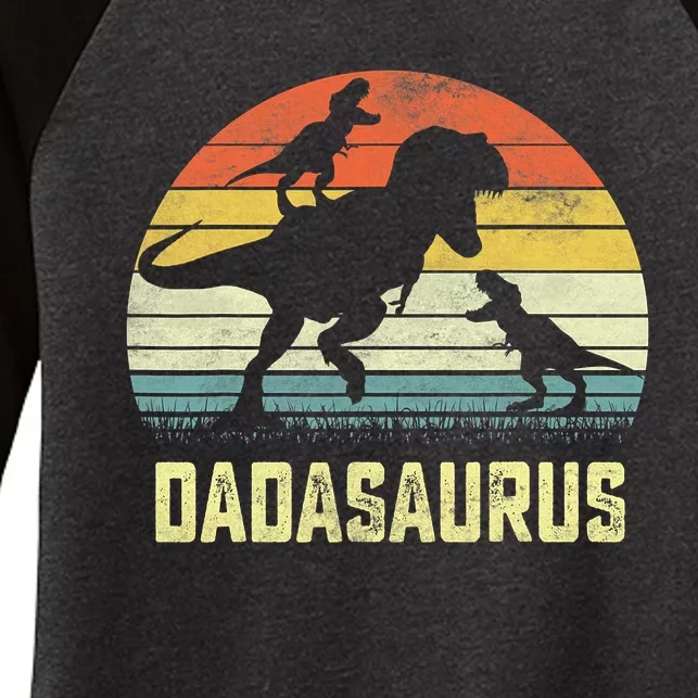 Dada Saurus T Rex Dinosaur Dada 2 Family Matching Women's Tri-Blend 3/4-Sleeve Raglan Shirt