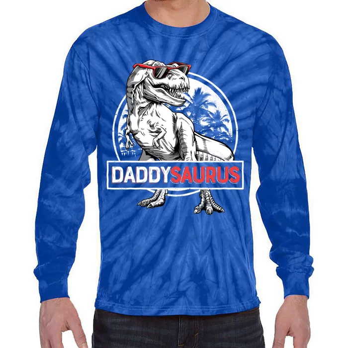 Daddy Saurus T Rex Dinosaur FatherS Day Family Matching Gift Tie-Dye Long Sleeve Shirt