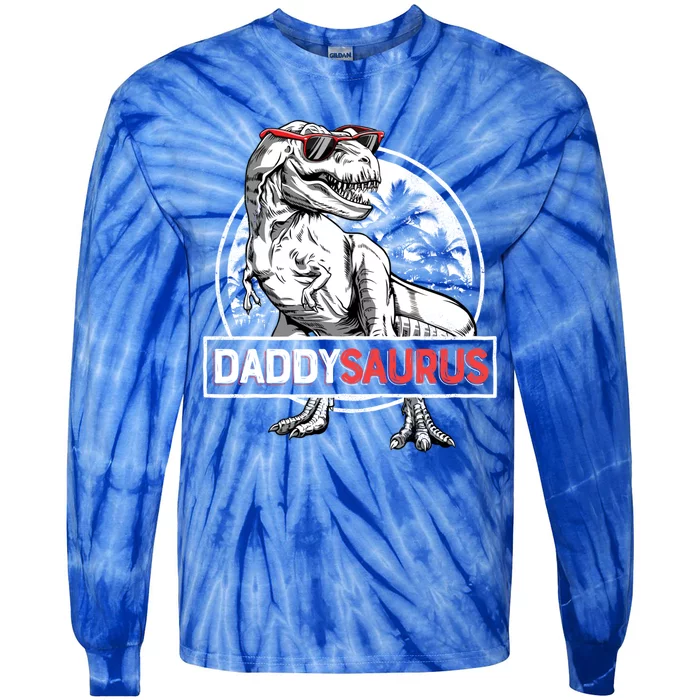 Daddy Saurus T Rex Dinosaur FatherS Day Family Matching Gift Tie-Dye Long Sleeve Shirt