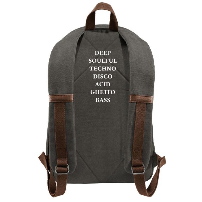 Deep Soulful Techno Disco Acid Ghetto Bass Front & Back Cotton Canvas Backpack